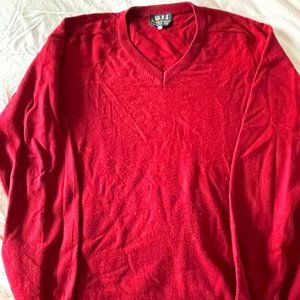 100% Cashmere V Neck Maroon Sweater - Snow Lotus XL